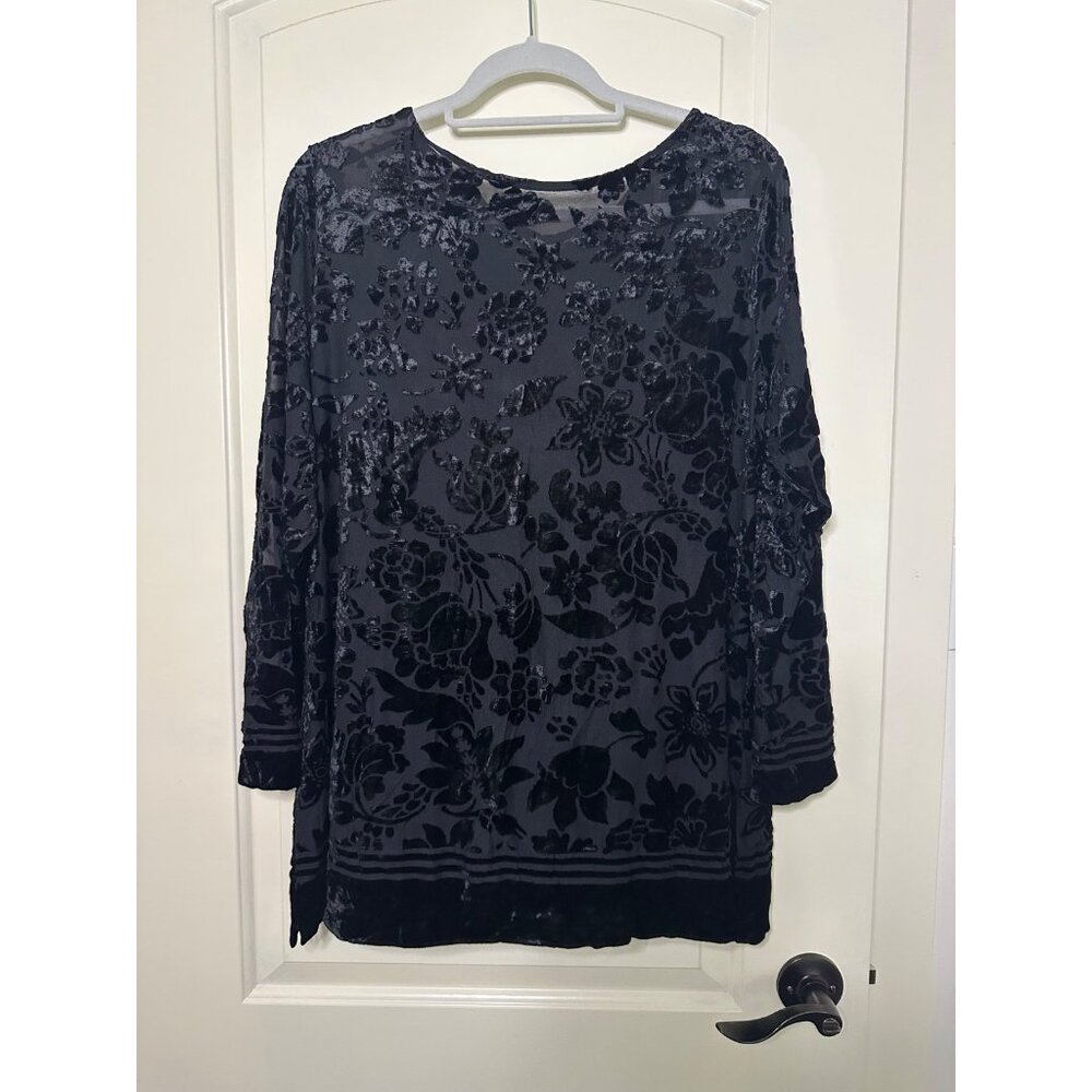 Black Floral Velvet Short Dress St. Micheal from Marks and Spencer UK 18